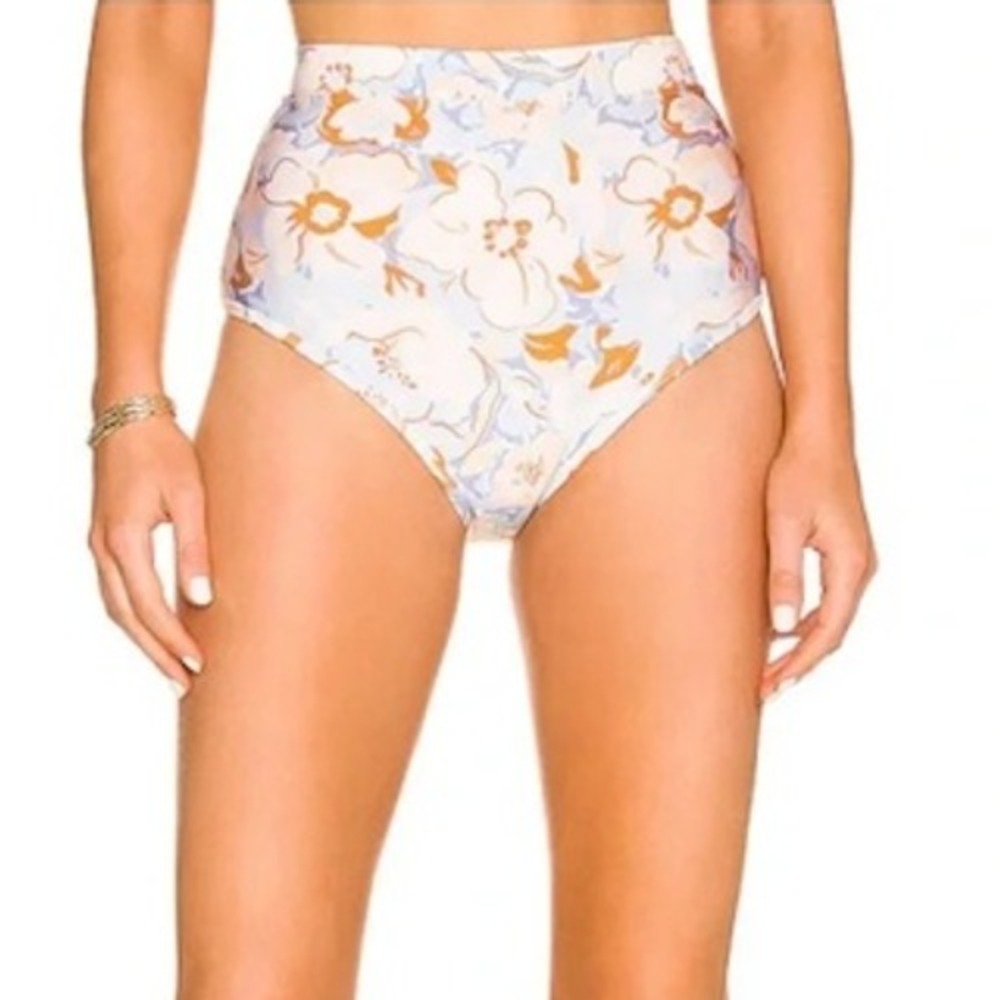 MINKPINK Lumi x Revolve Floral High Waist Bikini Bottoms Swimsuit Multi M NWT